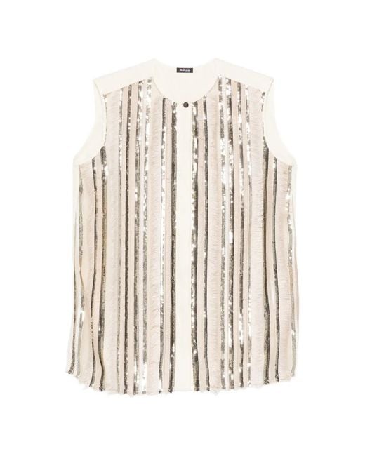 Kiton White Sequin-Embellishment Top