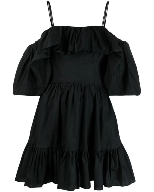 Ulla Johnson Black Lila Cold-Shoulder Minidress