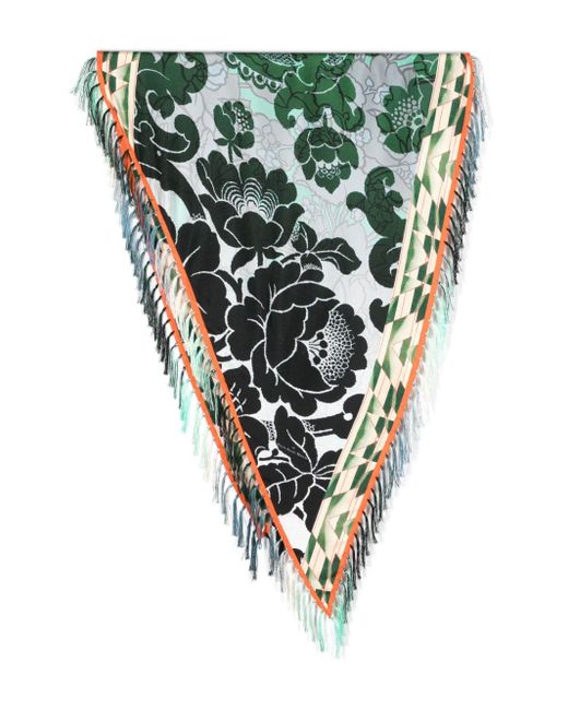 Pierre Louis Mascia Green Aloe Floral-print Silk Scarf