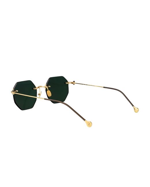 Yohji Yamamoto Green Geometric-Frame Sunglasses