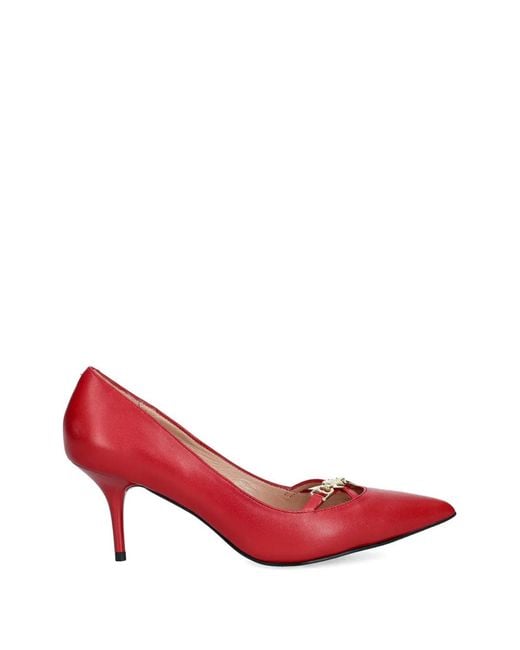 Love Moschino Red Pointed-Toe Chain Pumps