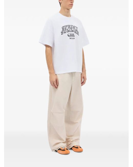 MSGM White Welt-Pocket Trousers for men