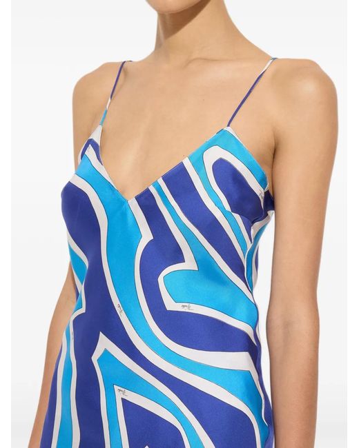 Emilio Pucci Blue Printed Silk Top