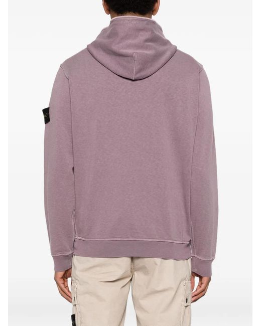 Stone Island Purple 6100031 Malfilé Fleece 'Old' Effect Hoodie for men