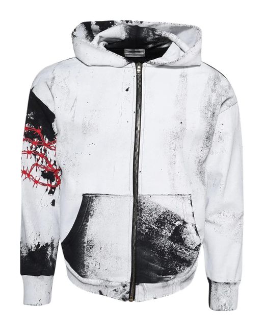 Warren Lotas White Zip-Up Hoodie for men