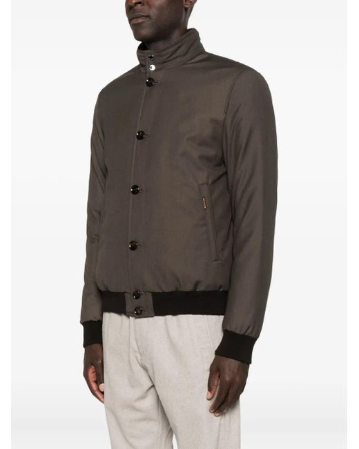 Moorer Brown Janos-Pum Button-Fastening Ribbed-Cuff Bomber Jacket for men