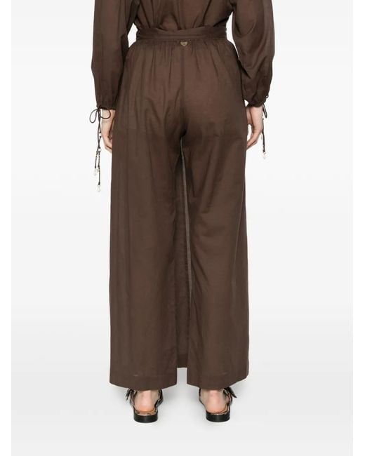 Twinset Brown Wrap-Front Wide-Leg Trousers