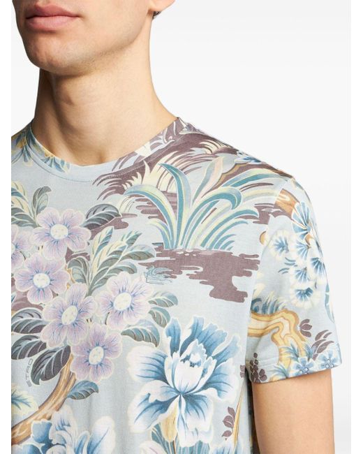 Camiseta con estampado floral Etro de hombre de color Blue