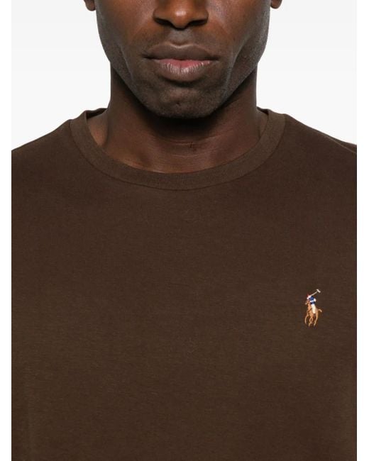 Polo Ralph Lauren Brown Embroidered-Logo T-Shirt for men
