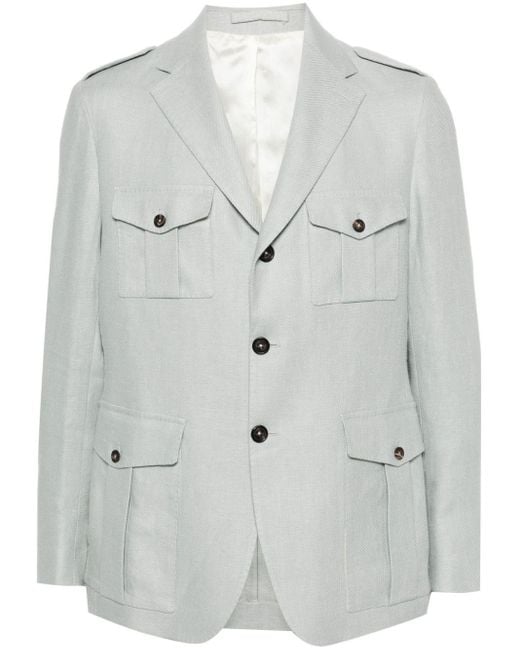 Eleventy Gray Interlock-twill Linen Jacket for men