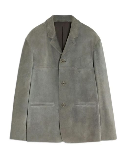 Lemaire Gray Suede Single-Breasted Blazer for men