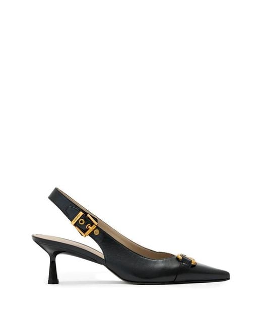 AllSaints Black Hera Buckle-Detail Pumps