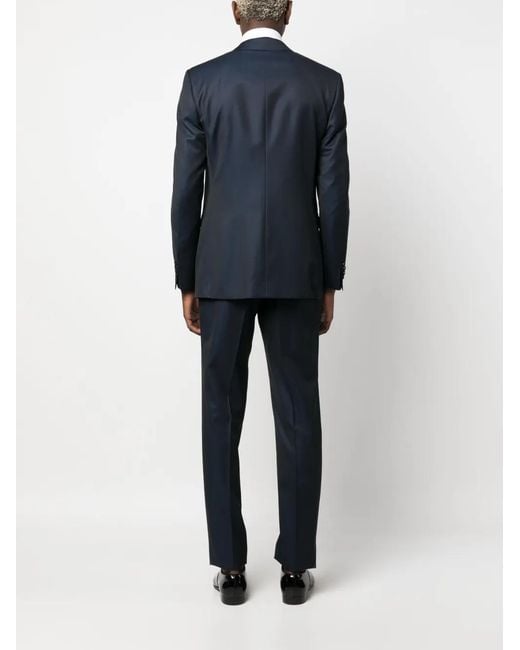 Canali Blue Single-Breasted Wool Suit for men