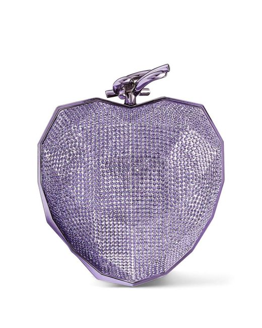 Jimmy Choo Purple Faceted Heart Clutch Bag