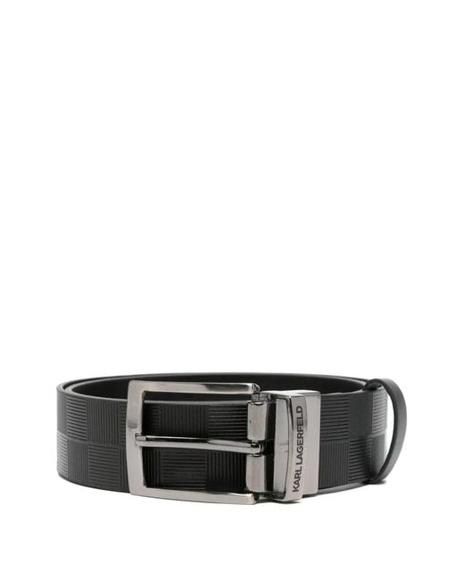 Karl Lagerfeld Black Check-Patterned Belt for men