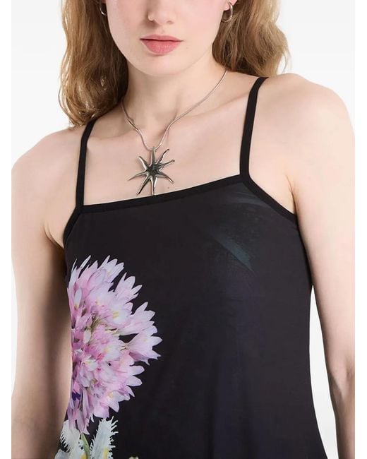 Desigual Blue Reversible Floral-Print Layered Mini Dress