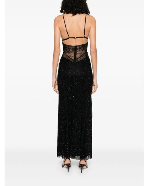 Nissa Black Rhinestone-Embellished Dress