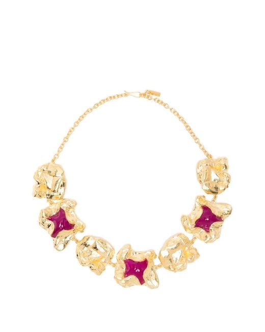 Completedworks Pink Resin-Embellished Hammered Necklace