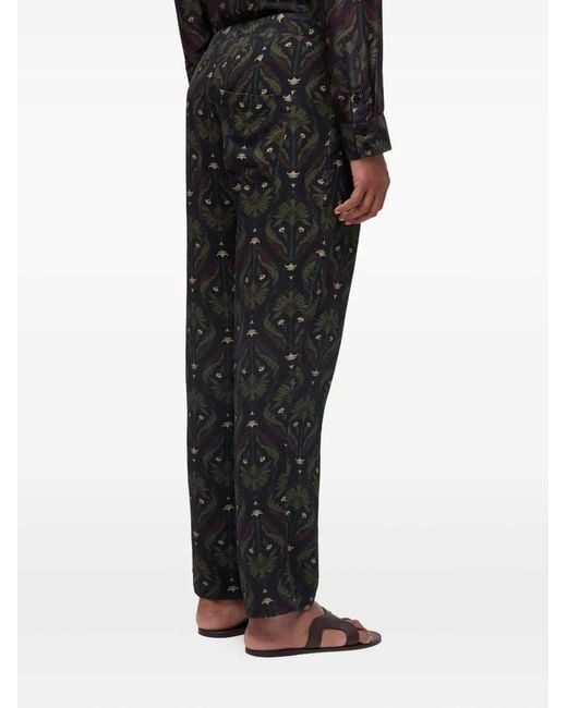 Osklen Black Botanical-Print Drawstring Trousers for men