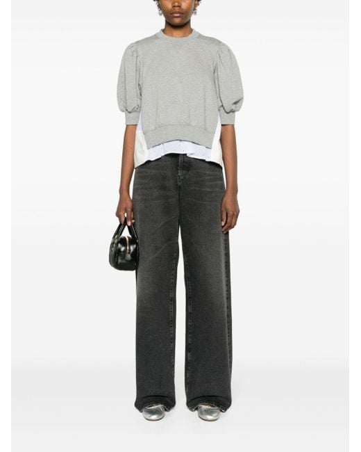 3.1 Phillip Lim Gray Broderie-anglaise Cropped Sweatshirt