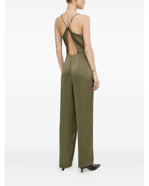 Samsøe & Samsøe Green Square-Neck Open-Back Jumpsuit
