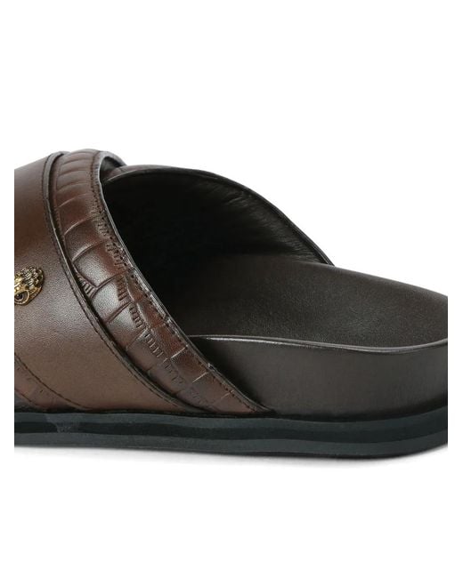 Kurt Geiger Brown Baron Croc-Embossed Cross Sandals for men
