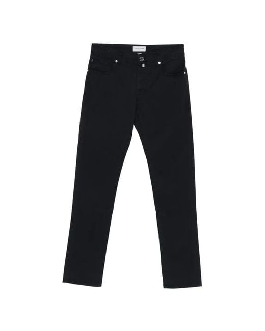 Jacob Cohen Black Bard Straight Trousers for men