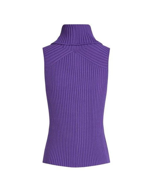 Karl Lagerfeld Purple Zip Knit Vest