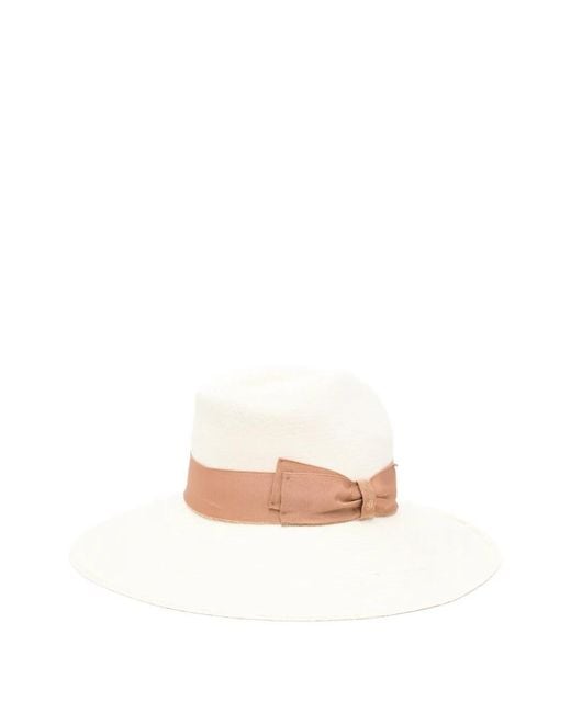 Borsalino White Claudette Ribbon Hat