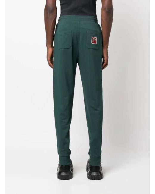 Balmain Green Logo-Patch Cotton Track Pants for men