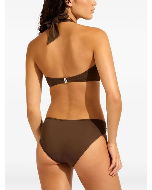 Seafolly Black Halter Bandeau Twist-Detail Halterneck Top