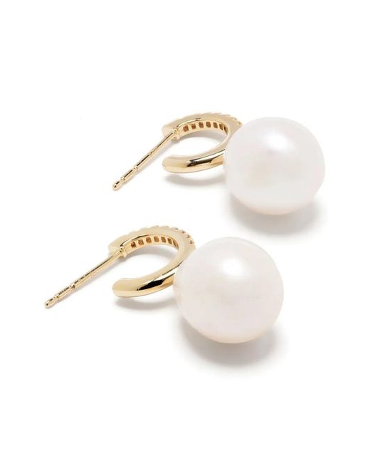 Mizuki White 14Kt Pearl And Diamond Earrings