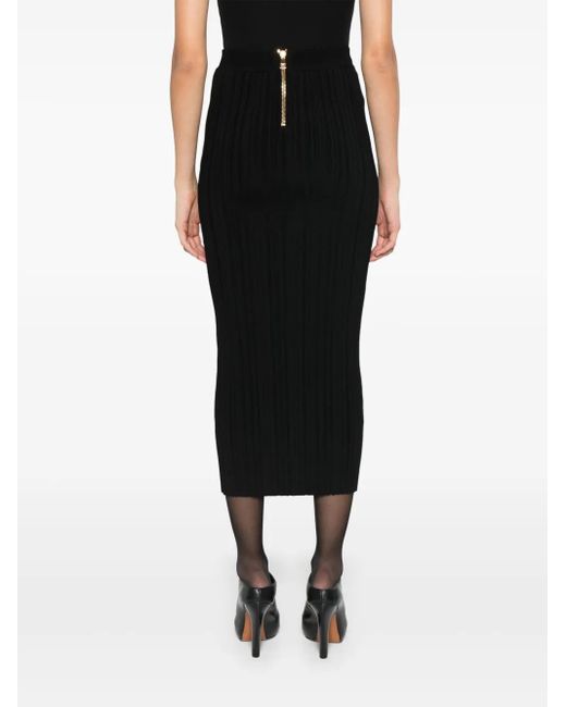 Falda midi plisada Balmain de color Black