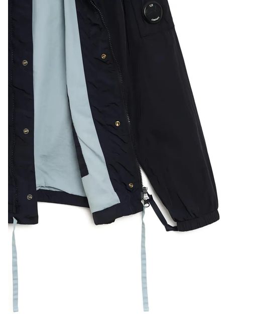 C P Company Blue Chrome-R Logo-Embroidered Jacket for men