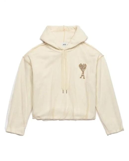 AMI Natural Ami De Coeur Tulle Hoodie