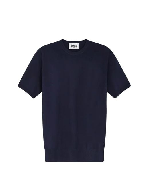 Alpha Studio Blue Short-Sleeve Crew-Neck T-Shirt for men