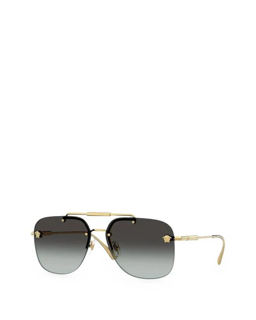 Versace Gray Rimless Pilot-Frame Sunglasses for men