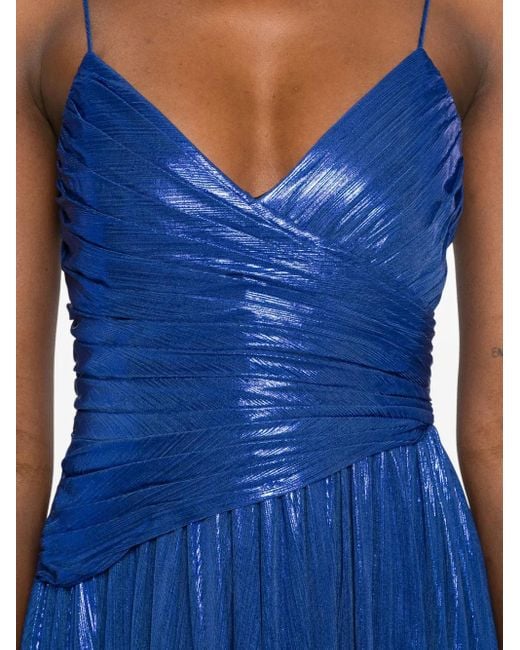 retroféte Blue Maxikleid im Metallic-Look