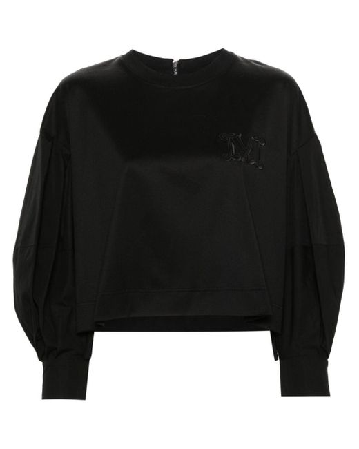 Max Mara Black Logo-Embroidered Cotton Sweatshirt