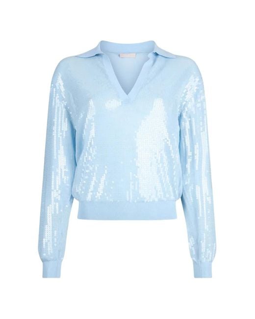 Liu Jo Blue Sequin V-Neck Sweater