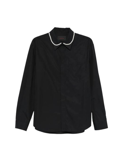 Simone Rocha Black Pearl-Embellished Shirt for men
