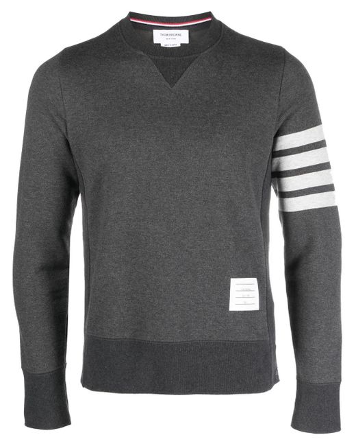 Thom Browne Gray Logo-Patch Cotton Sweatshirt for men