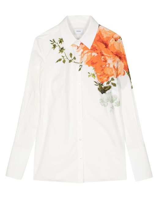 Erdem White Floral-print Long-sleeve Shirt