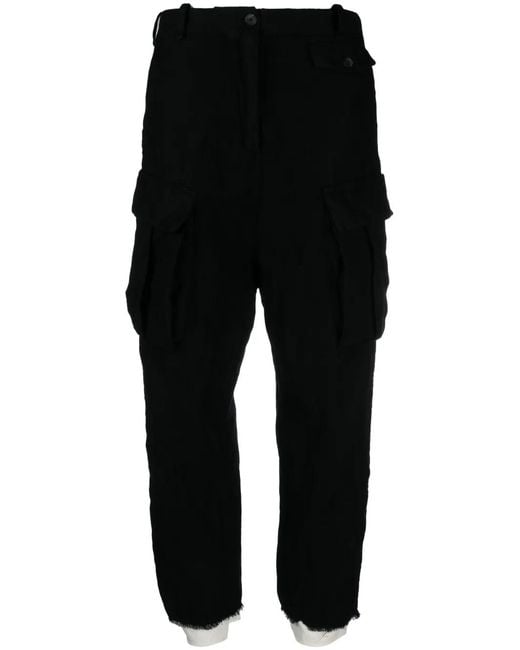 Masnada Black Cropped Cargo Trousers
