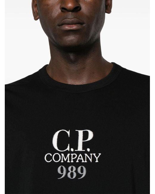 T-shirt con ricamo di C P Company in Black da Uomo