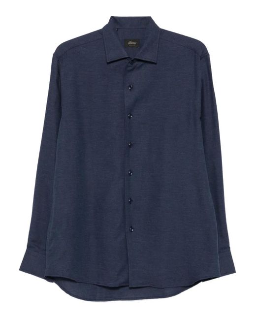 Brioni Blue Long-Sleeve Button-Fastening Shirt for men