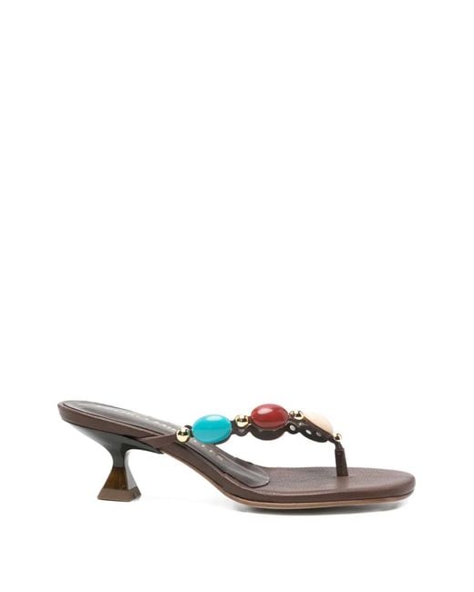 Pedro Miralles White Bead-Embellishment Sandals
