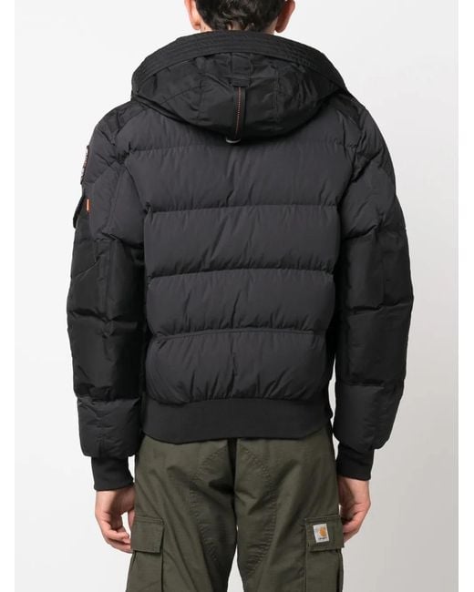 Parajumpers Black Logo-Patch Hooded Jacket for men