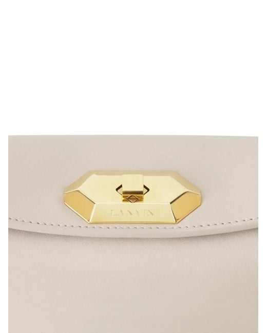 Lanvin White Geometric Lock Shoulder Bag
