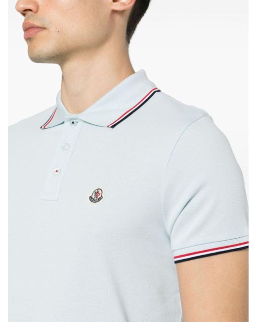 Moncler White Appliqué-logo Polo Shirt for men